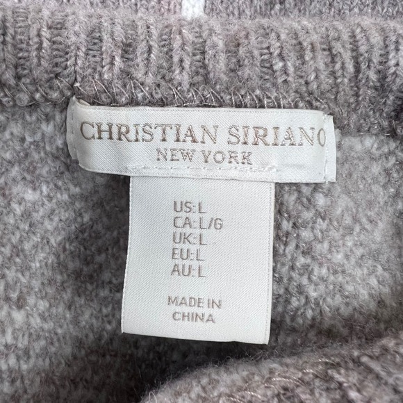 Beige Wool Plaid Mock‎ Neck Pullover Sweater Large Christian Siriano New York - Picture 2 of 9